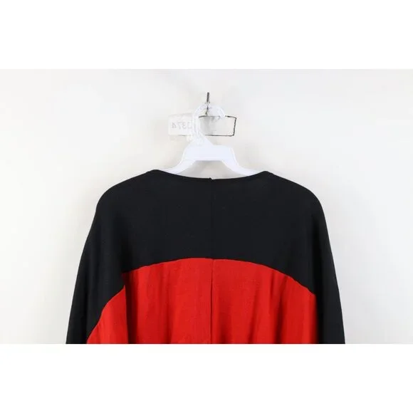 Vintage 70s 80s Mid Mod Womens Medium Dolman Sleeve Color Block Sweatshirt USA - Picture 10 of 11